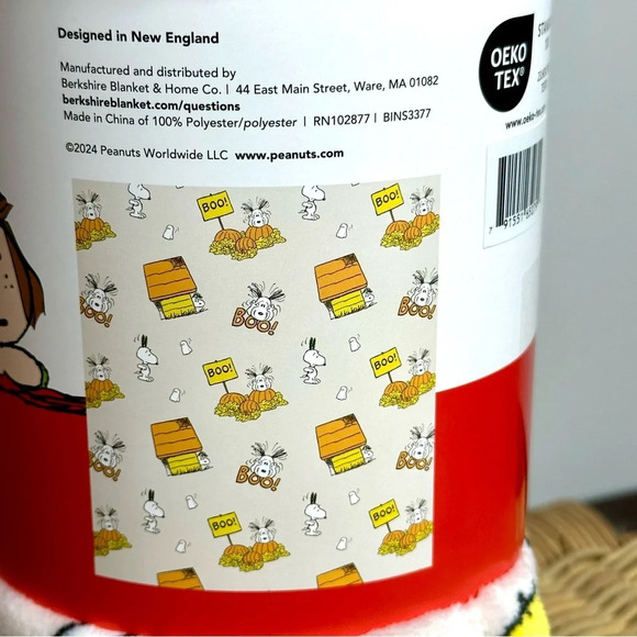 Peanuts Snoopy Great Pumpkin 50x70 VelvetLoft Throw by Berkshire NWT - Picture 4 of 5